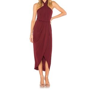 Shona Joy knot draped halter midi dress